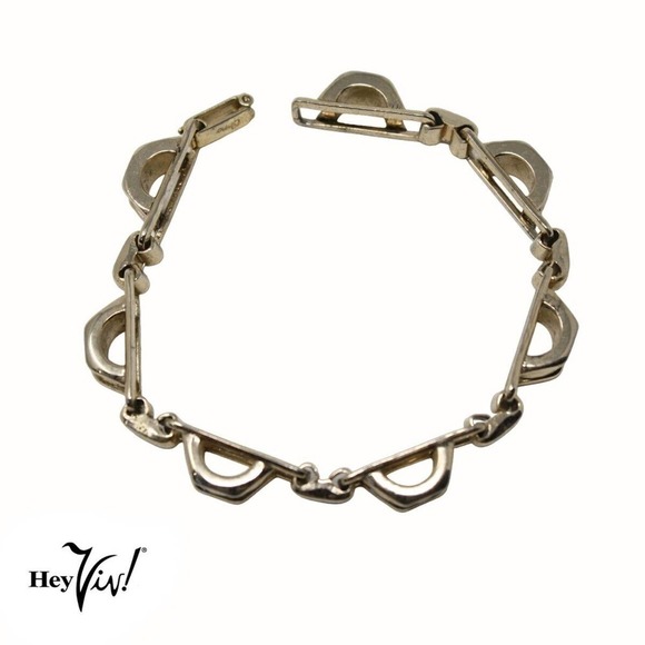 Vintage Coro 3D Curved Arch Chain Linked Gold Metal Bracelet 7.5" Long -Hey Viv - Picture 4 of 7